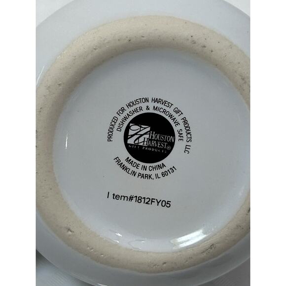 VTG Houston Harvest Ceramic Double Condiment/Jelly Bowls, White W/ Fruit Design - Picture 8 of 10